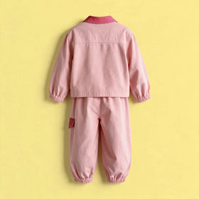 Girls Pink Applique Jacket & Pants Co-ord Sets Sets