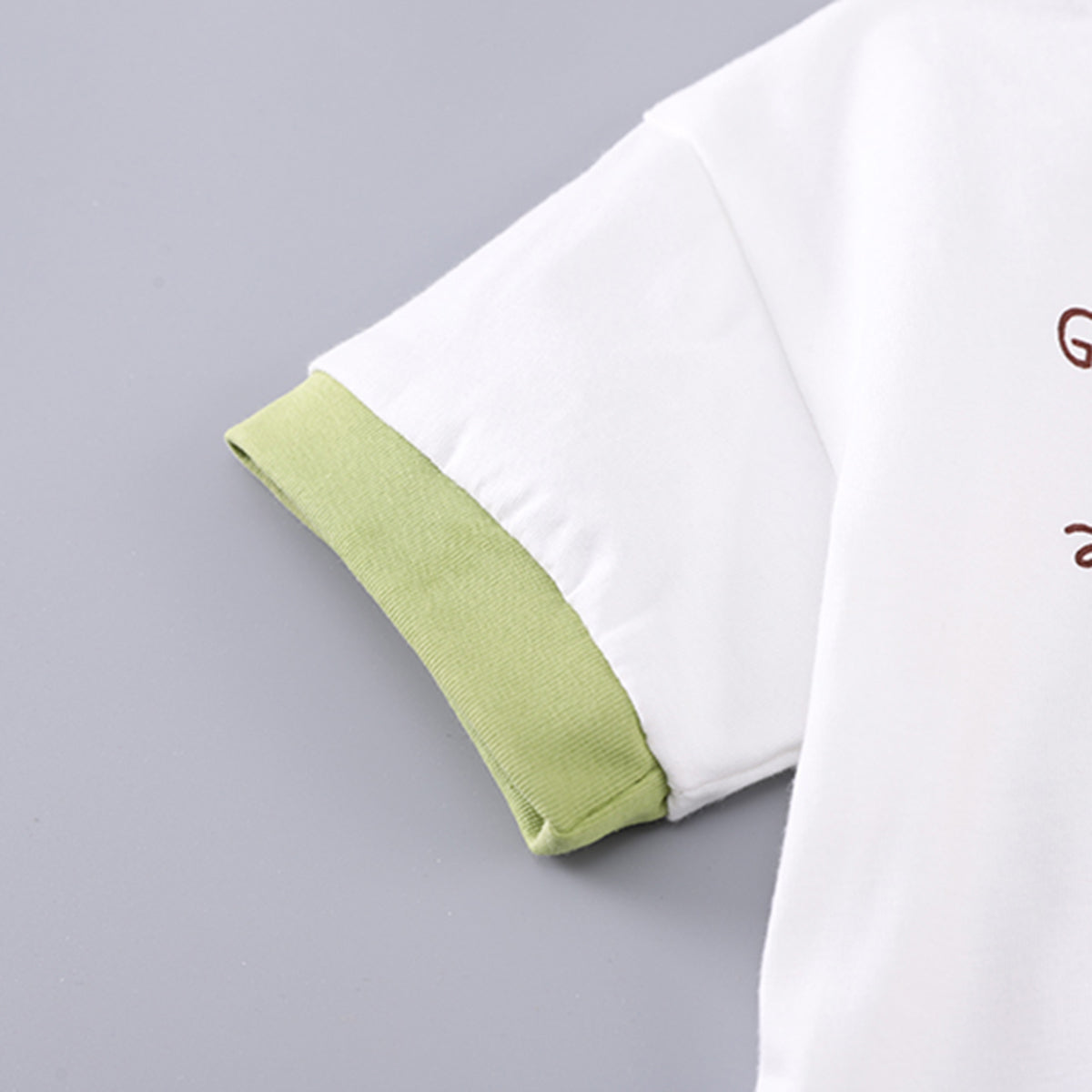 Boys Embroidery Applique Short Sleeves T-Shirt With Green Shorts Set 2 pc. Sets