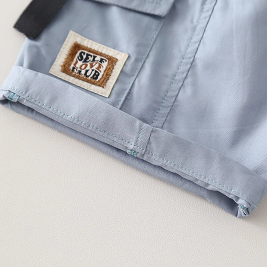 Boys Light Blue Typographic Printed Short Sleeve T-Shirt With Elasticated Shorts Sets 2 pc. Sets