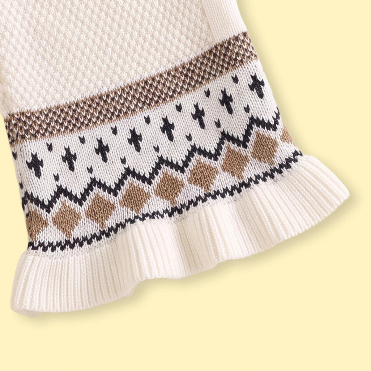 Girls Off White Geometric Knitted Cardigan & Pants Co-ord Sets Sets