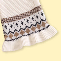 Girls Off White Geometric Knitted Cardigan & Pants Co-ord Sets Sets