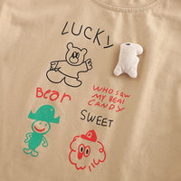 Boys Khaki Graphic Bear Printed T-Shirt With Cargo Shorts Set 2 pc. Sets
