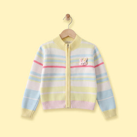 Girls Multicolour Striped Long Sleeve Cardigan Sweaters & Cardigans Multicolor 1-2 Y