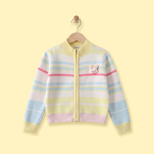 Girls Multicolour Striped Long Sleeve Cardigan Sweaters & Cardigans Multicolor 1-2 Y