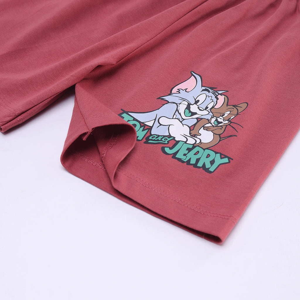 Boys Rust Tom And Jerry Graphic Short Sleeve T-Shirt With Shorts Sets 2 pc. Sets