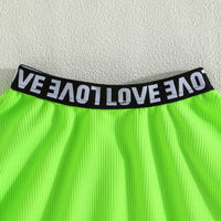 Girls Neon Green Sleeveless Crop Top With Flared Skirt Set 2 pc. Sets