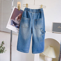 Girls Wide Leg Faded Denims Jeans   