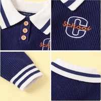 Boys Blue Self-Design Polo Sweater Sweaters & Cardigans