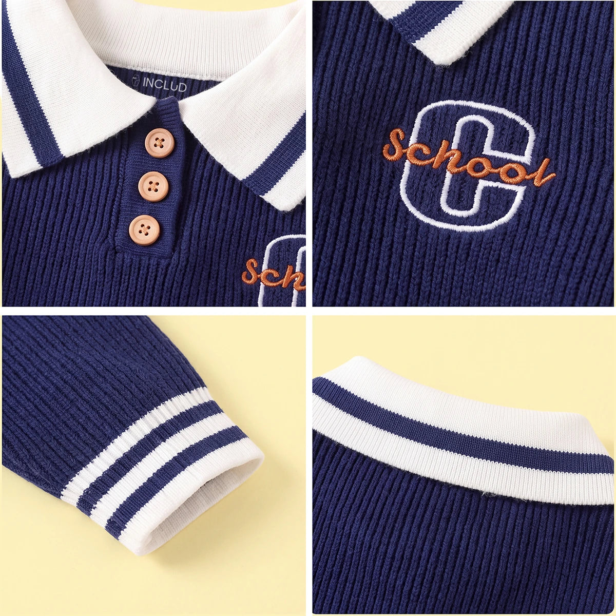 Boys Blue Self-Design Polo Sweater Sweaters & Cardigans