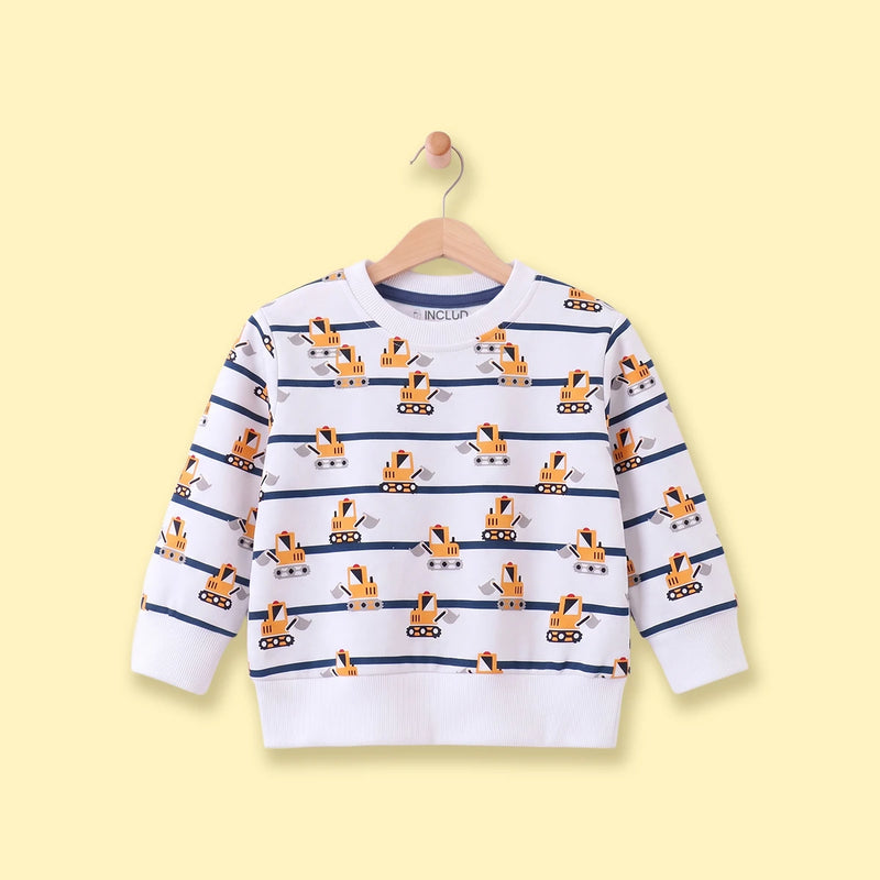 Boys White Round Neck Graphic Sweatshirt Sweatshirts & Hoodies White 1-2 Y