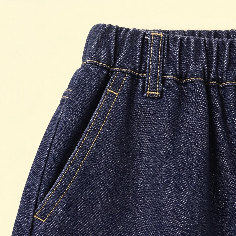 Girls Blue Solid Jeans With Contrast Stitching Jeans