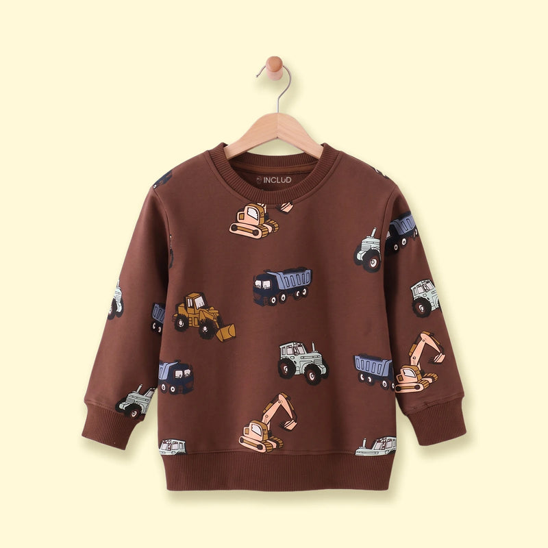 Boys Brown Graphic Long Sleeve Sweatshirt Sweatshirts & Hoodies Brown 1-2 Y