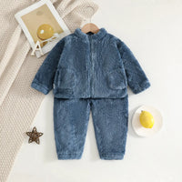 Girls Blue Polar Fleece Zipper Jacket With Jogger Co-ord Sets Sets Blue 1-2 Y