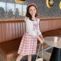 Girls Pink Checked Long Sleeve Fit & Flare Dress Casual Dresses Pink 3-4 Y