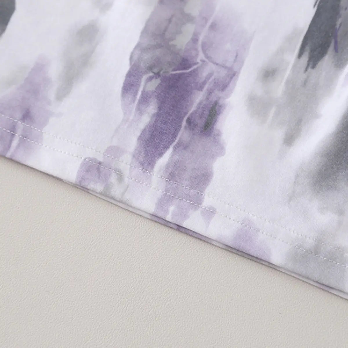 Boys Lavender Tie-Dye Printed Round Neck T-Shirt With Denim Shorts Sets 2 pc. Sets