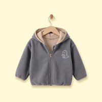 Boys Grey Dinosaur Embroidered Hooded Jacket Coats & Jackets Grey 1-2 Y