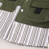 Boys Green Stripes Shirt With Denim Jogger Sets Sets