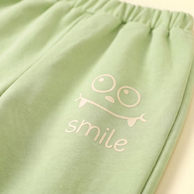 Boys Light Green Smiley Printed Sweatshirt & Joggers Co-ord Sets Sets