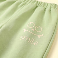 Boys Light Green Smiley Printed Sweatshirt & Joggers Co-ord Sets Sets