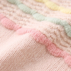 Girls Light Pink Striped Long Sleeve Cardigan Sweaters & Cardigans