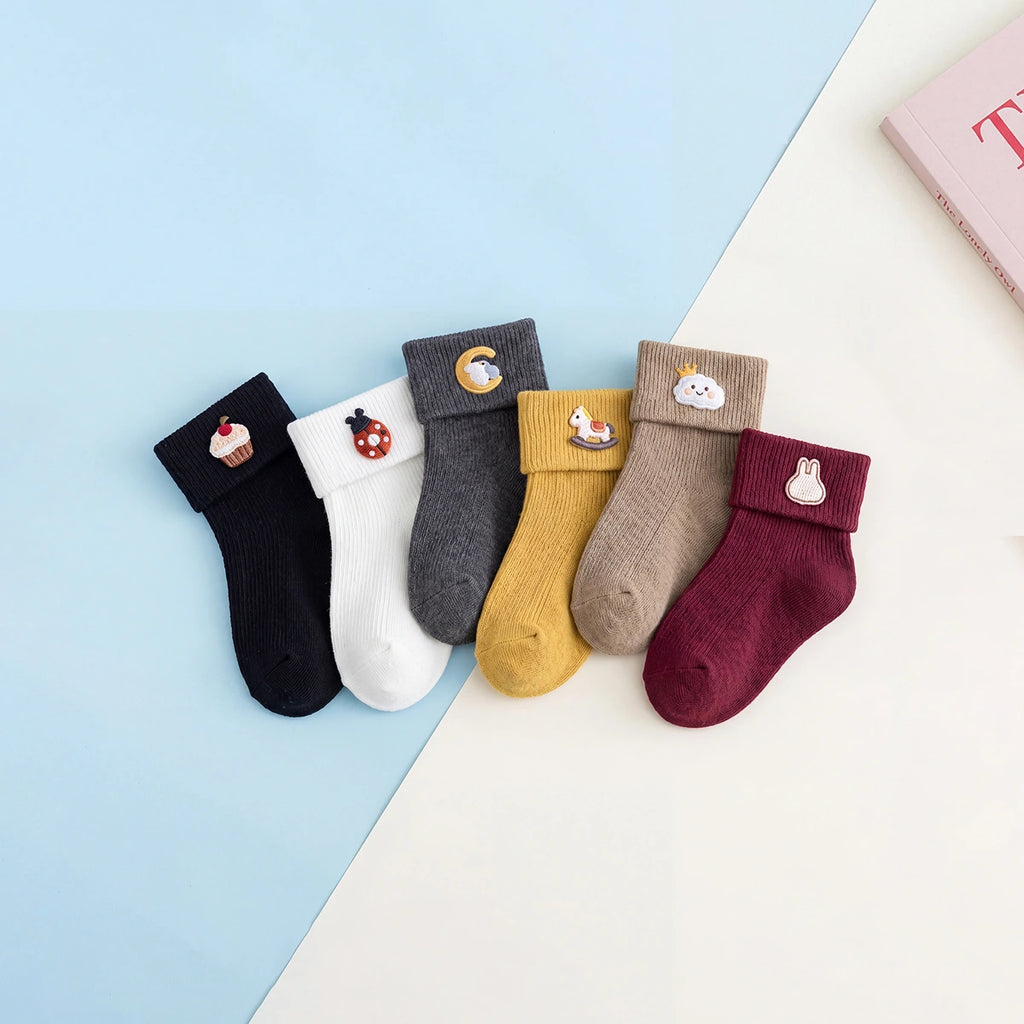 Pack of 6 Boys Multicolour Embroidery Applique Ankle Length Socks Socks Multicolor 0-1 Y