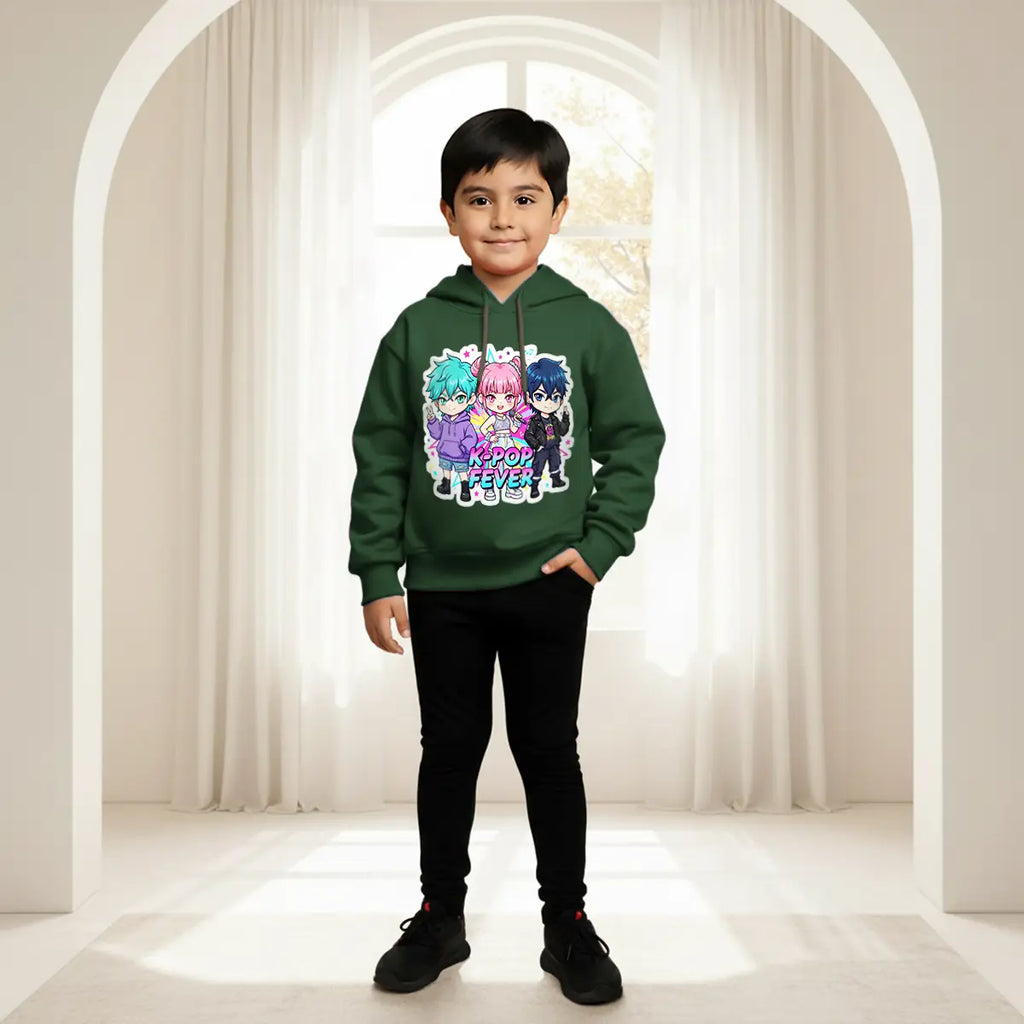 Boys Green K-POP Fever Graphics Hoodies Sweatshirts & Hoodies Green 2-3 Y