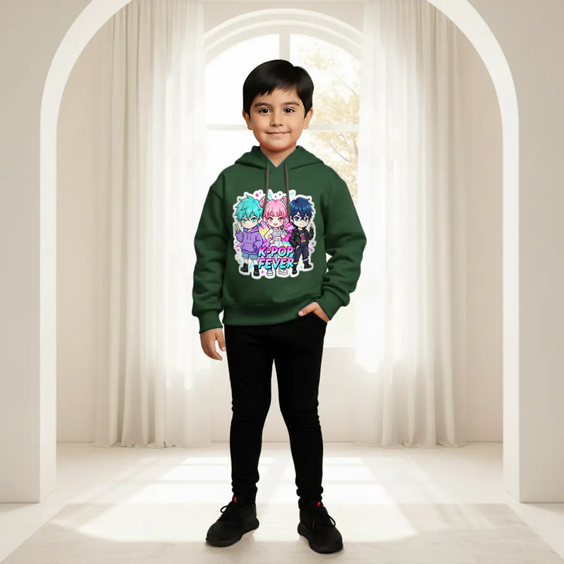 Boys Green K-POP Fever Graphics Hoodies Sweatshirts & Hoodies Green 2-3 Y
