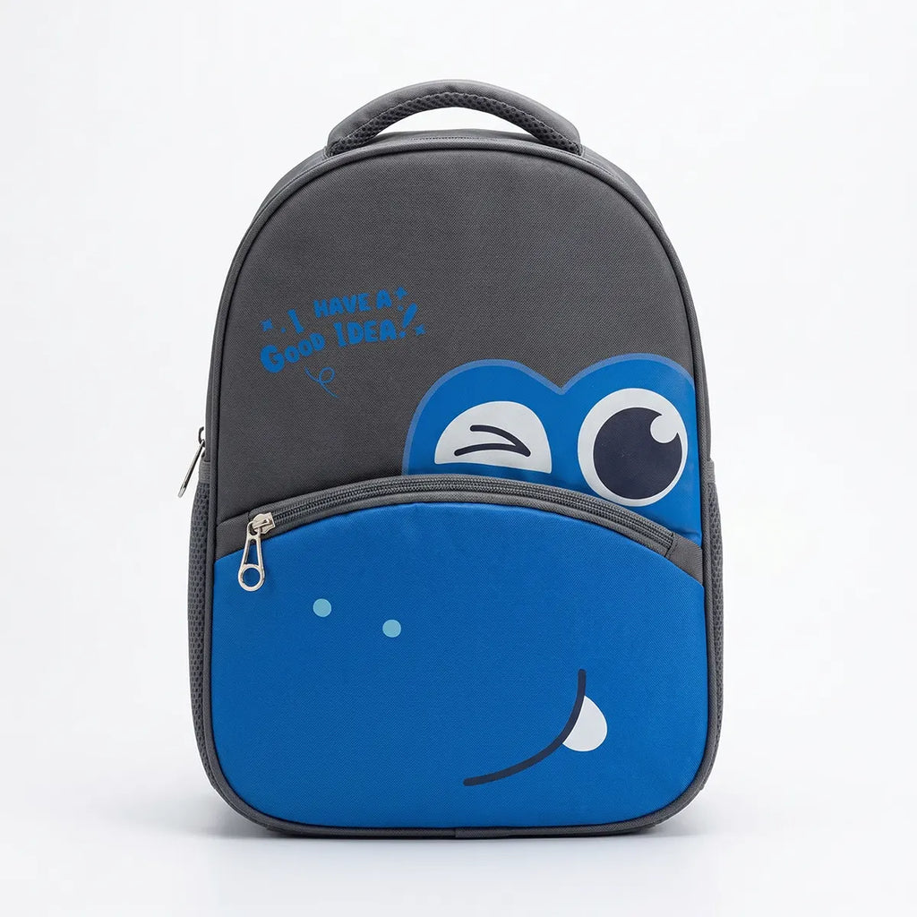 Boys Grey Cartoon Smiley Canvas School Backpack Trending Accessories Grey Onesize