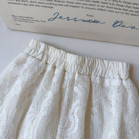 Girls Blue Sleeveless Ruffle Top with White Lace Palazzo Pants Sets 2 pc. Sets