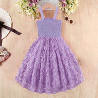 Girls Purple Sleeveless Butterfly Applique Fit & Flare Dress Casual Dresses