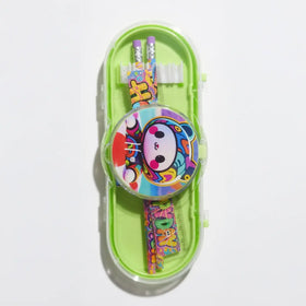 Animal Cartoon Pencil Case with Stationery -Kids School Organizer Trending Accessories Green Onesize