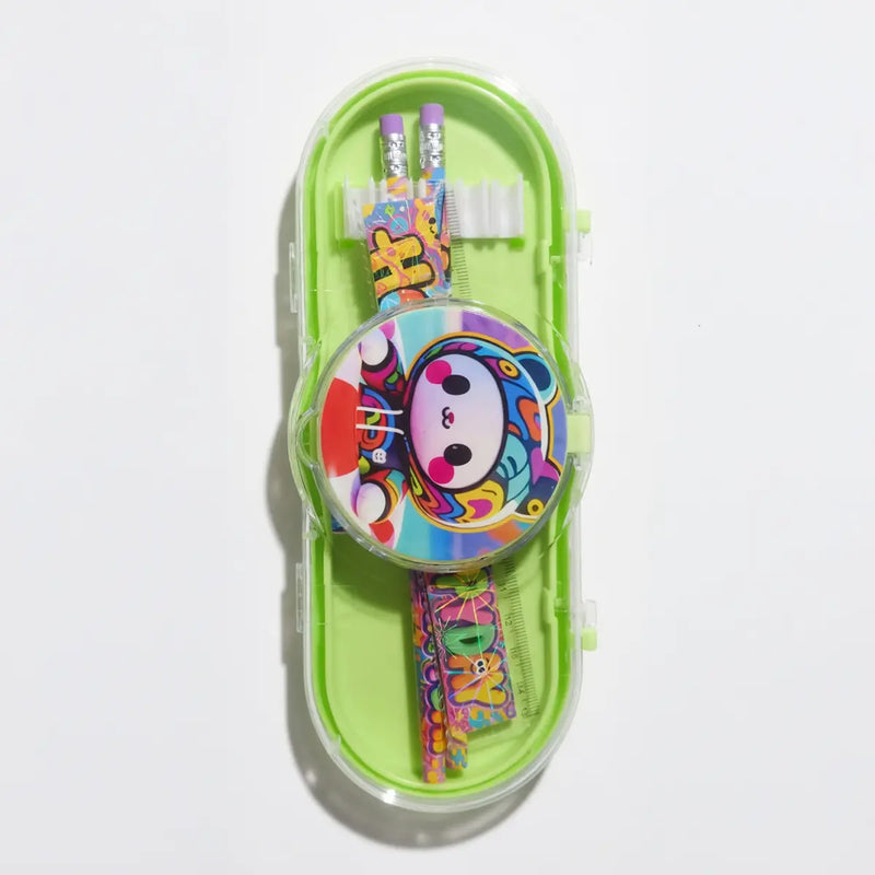 Animal Cartoon Pencil Case with Stationery -Kids School Organizer Trending Accessories Green Onesize
