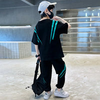 Boys Black Typographic Printed T-Shirt With Joggers Co-ord Sets Sets