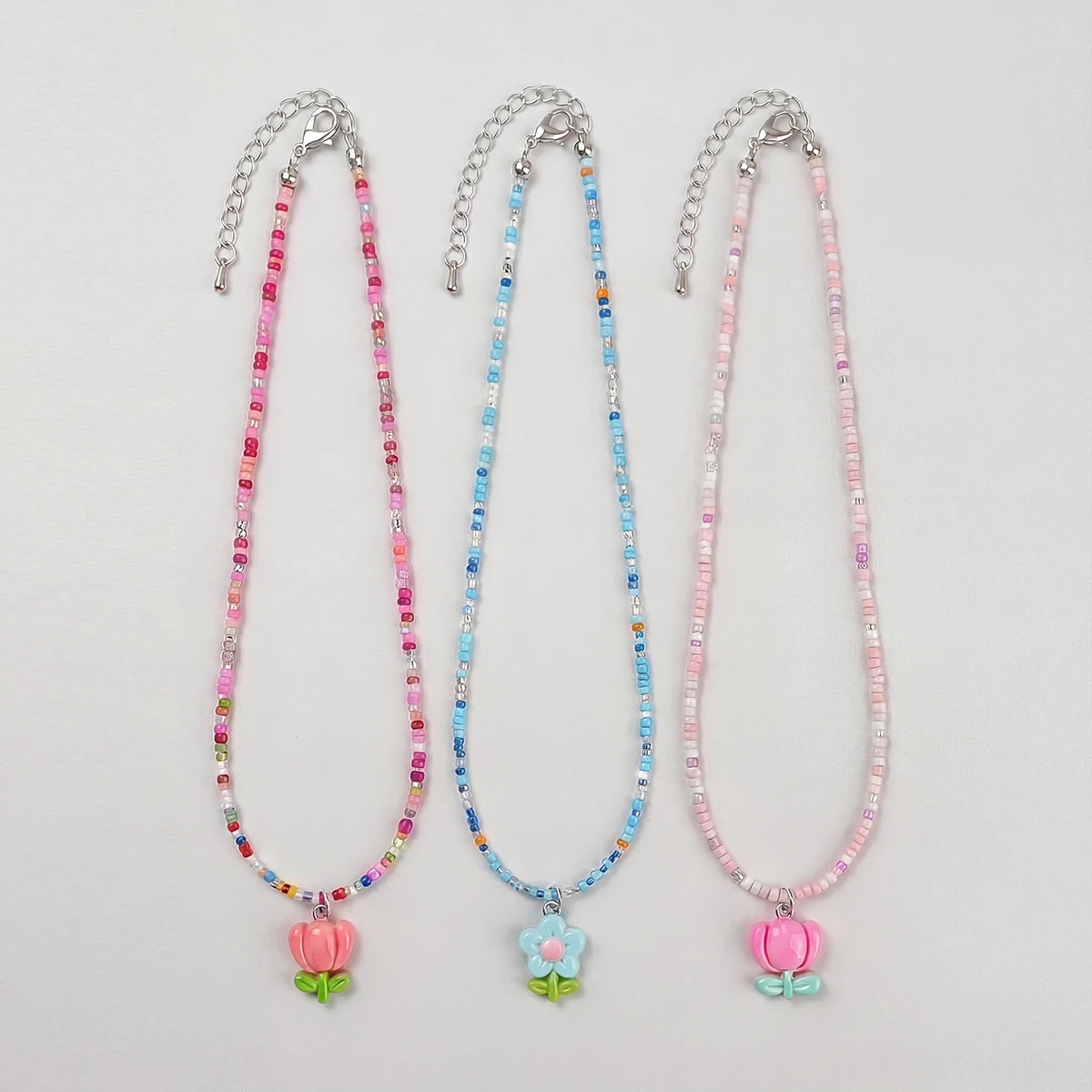Pack Of 3 Girls Multicolour Floral Beads Necklace Sets Necklace and Chains Multicolor Onesize