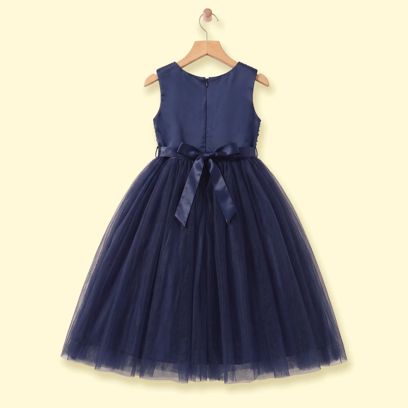Girls Navy Blue Sequin Embellished Sleeveless Party Gown Party Dresses
