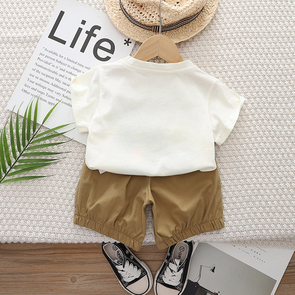 Boys White Short Sleeve Print T-Shirt With Shorts Set 2 pc. Sets