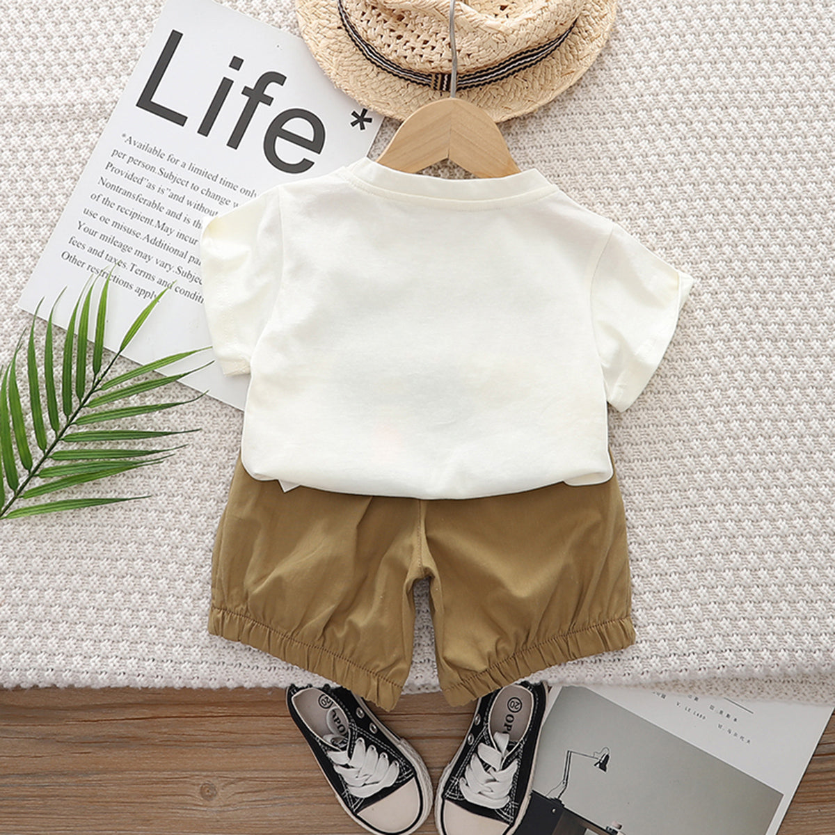 Boys White Short Sleeve Print T-Shirt With Shorts Set 2 pc. Sets
