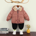 Girls Dusty Rose Solid Hooded Quilted Down Jacket Coats & Jackets Pink 1-2 Y