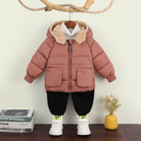 Girls Dusty Rose Solid Hooded Quilted Down Jacket