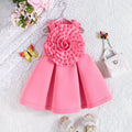 Girls Adorable Pink Sleeveless Dress with 3D Flower Embellishment Casual Dresses Pink 1-2 Y