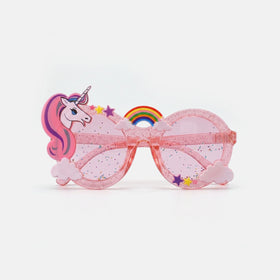 Girls Pink Unicorn Rainbow Round Sunglasses Sunglasses