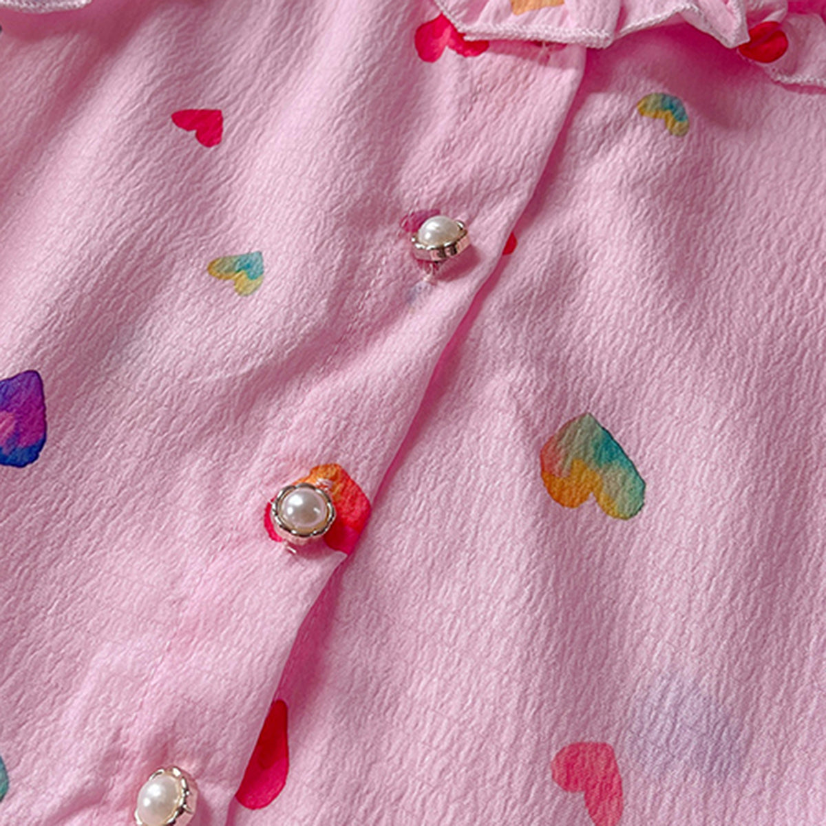 Girls Pink Heart Printed Sleeveless A-line Dress Casual Dresses