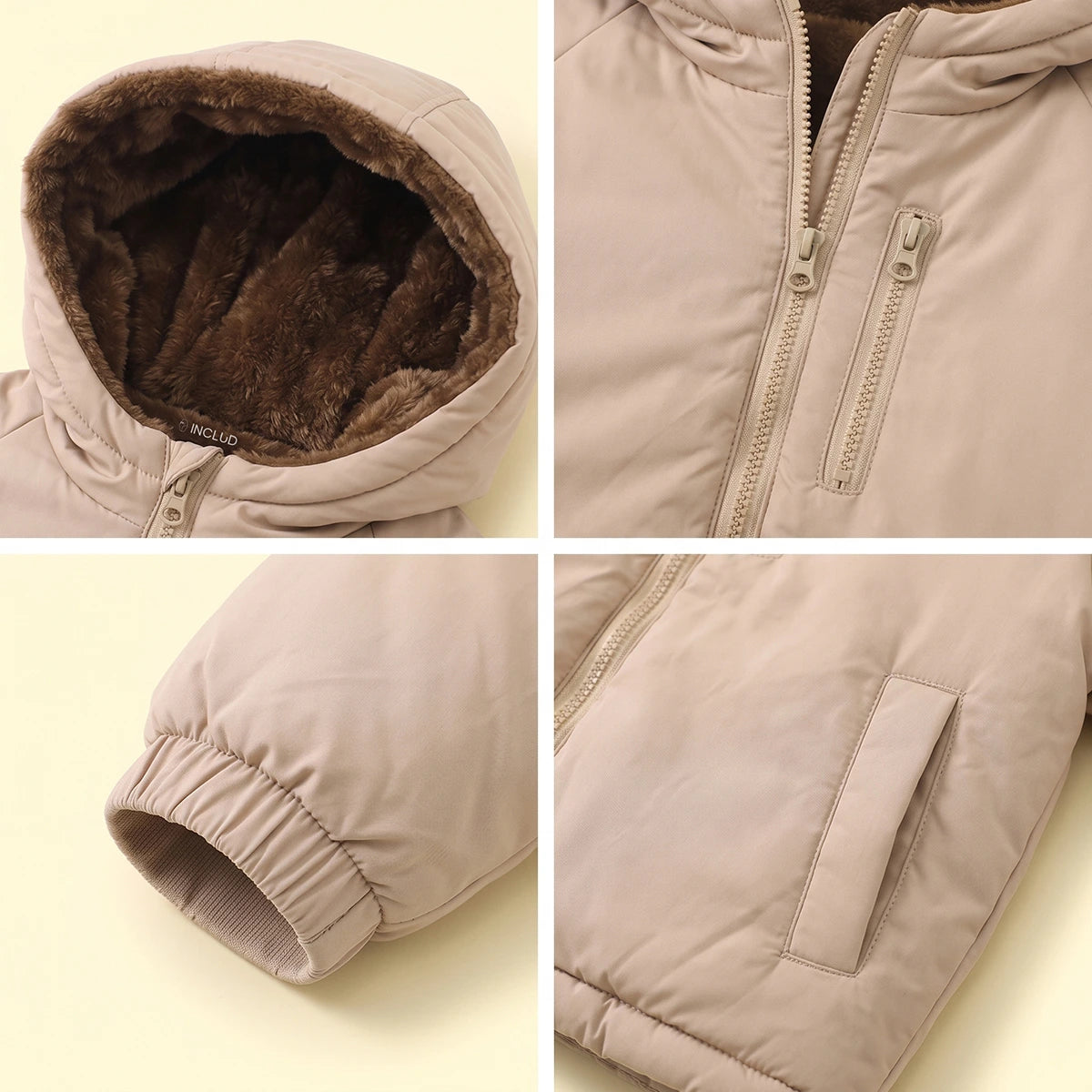 Boys Beige Long Sleeve Hooded Zip-up Jacket Coats & Jackets