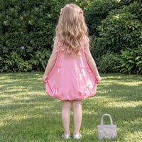 Girls Pink Bow Applique Sleeveless Balloon Dress Casual Dresses