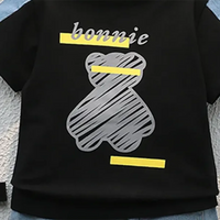 Boys Black Graphic Polo T-Shirt With Denim Shorts Set Sets