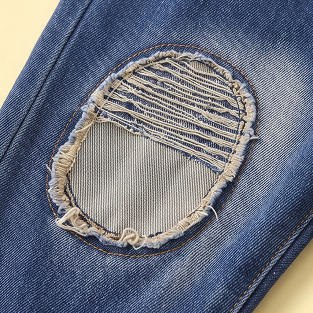 Boys Khaki Abstract Print Sweatshirt With Denim Pants Sets Sets