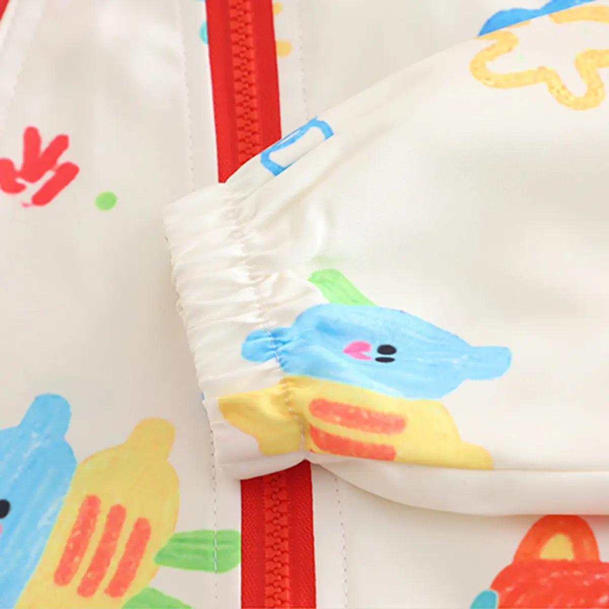 Girls Off White Printed Hooded Zipper Jacket Coats & Jackets