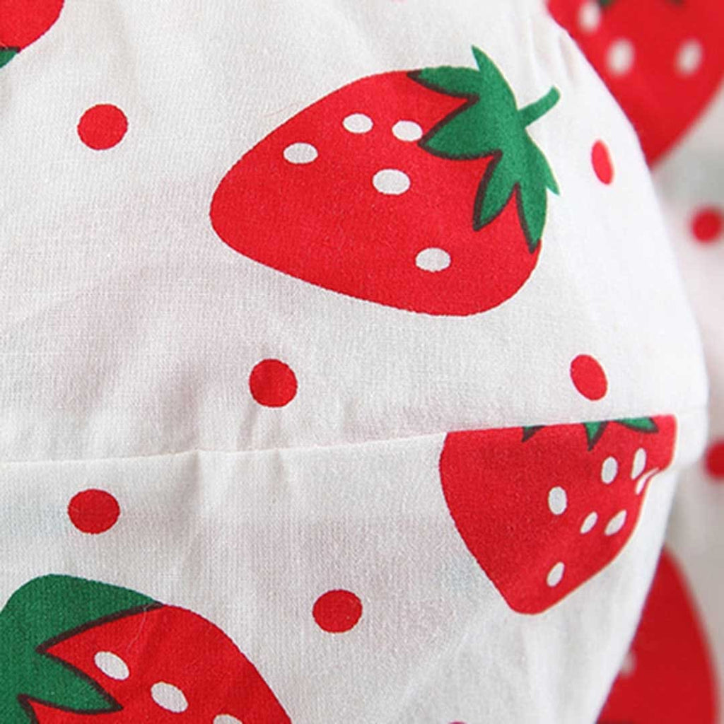 Girls Strawberry Print Casual Dress with Hat Casual Dresses   