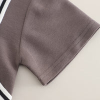 Boys Dark Grey Side Striped Short Sleeves Polo T-Shirt With Shorts set 2 pc. Sets