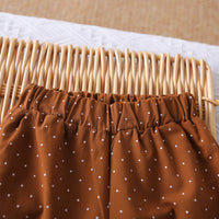 Girls Brown Polka Dot Printed Short Sleeves Top With Capri Set 2 pc. Sets